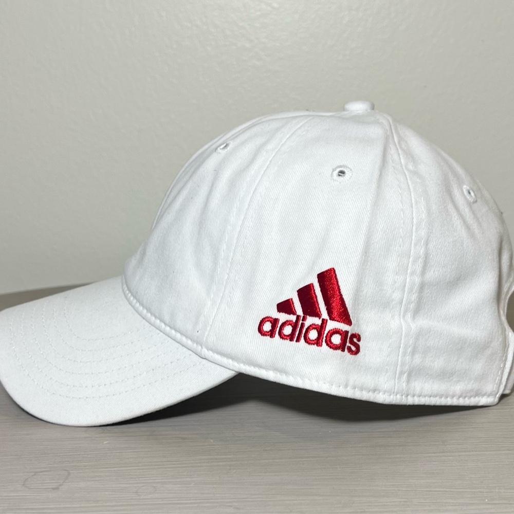 NWT Ladies Adidas White Cap with Red Logo
